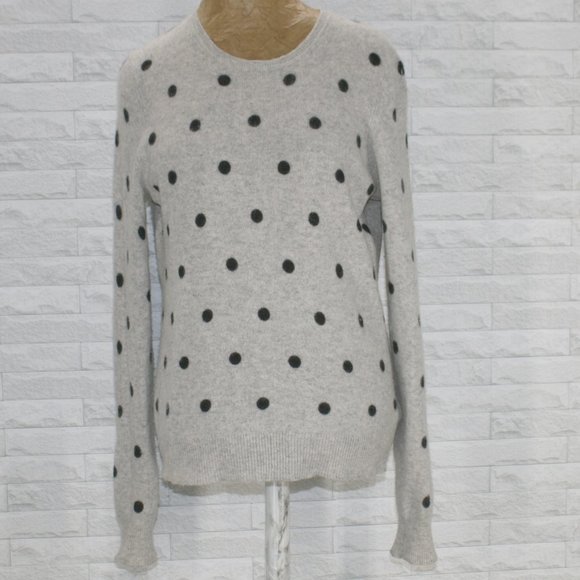 Cynthia Rowley Sweaters - CYNTHIA ROWLEY Sweater Cashmere Round Neck Polka Dot Grey Black X-Large